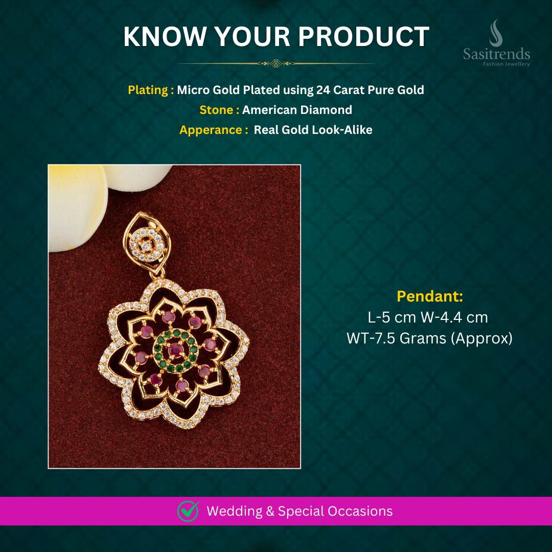 Micro Gold plated Pendant Measurement Image - Sasitrends