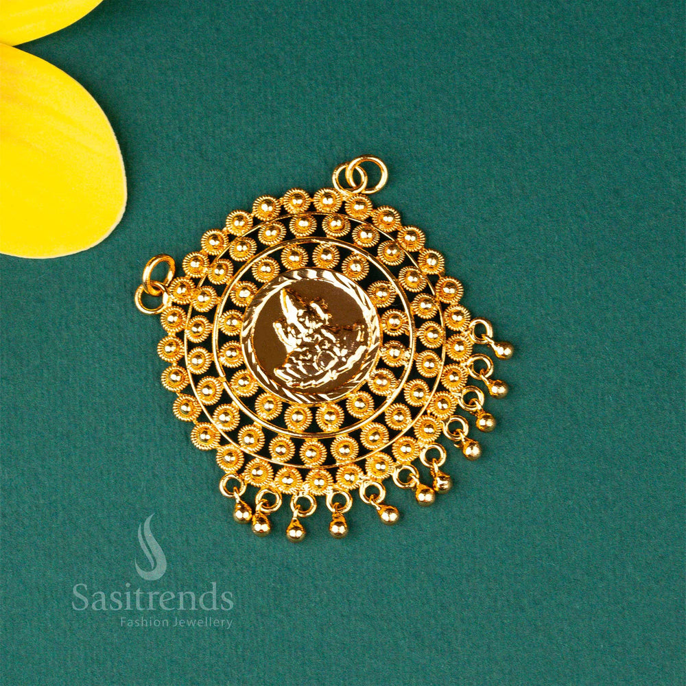 Elevate your ethnic charm with this vibrant stunning micro gold-plated Lakshmi pendant - Sasitrends