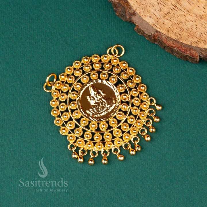 Amazing Micro Gold Plated Lakshmi Designer AD Stone Studded Pendant