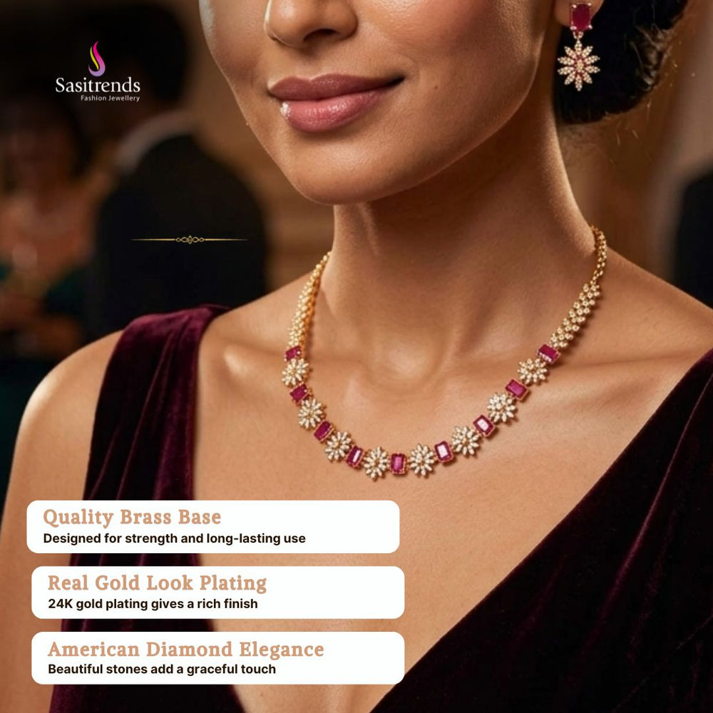 Model Image for Ad Micro Gold Plated Necklace Set - Sasitrends