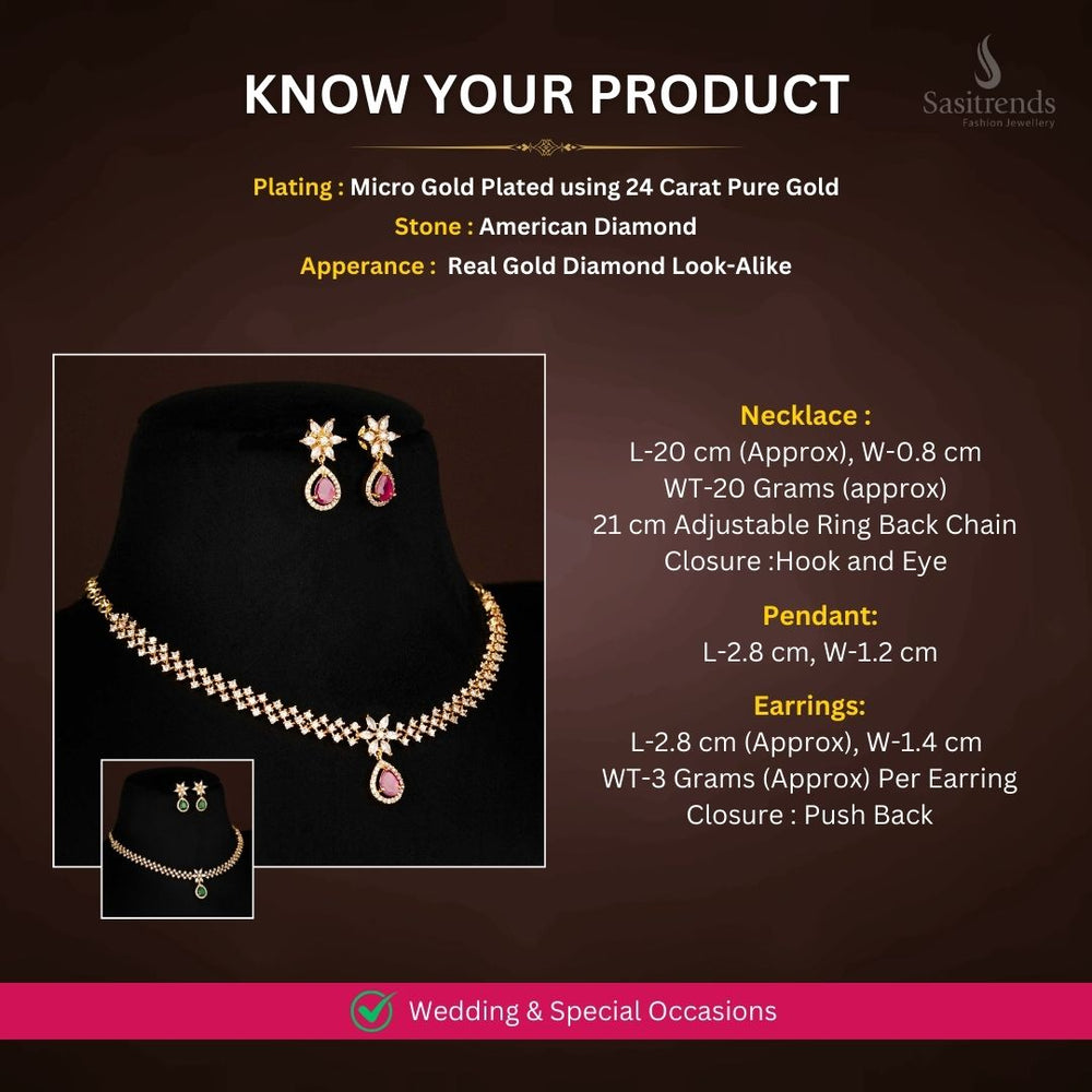 Micro Gold Plated Necklace Jewellery Set Measurement Image - Sasitrends