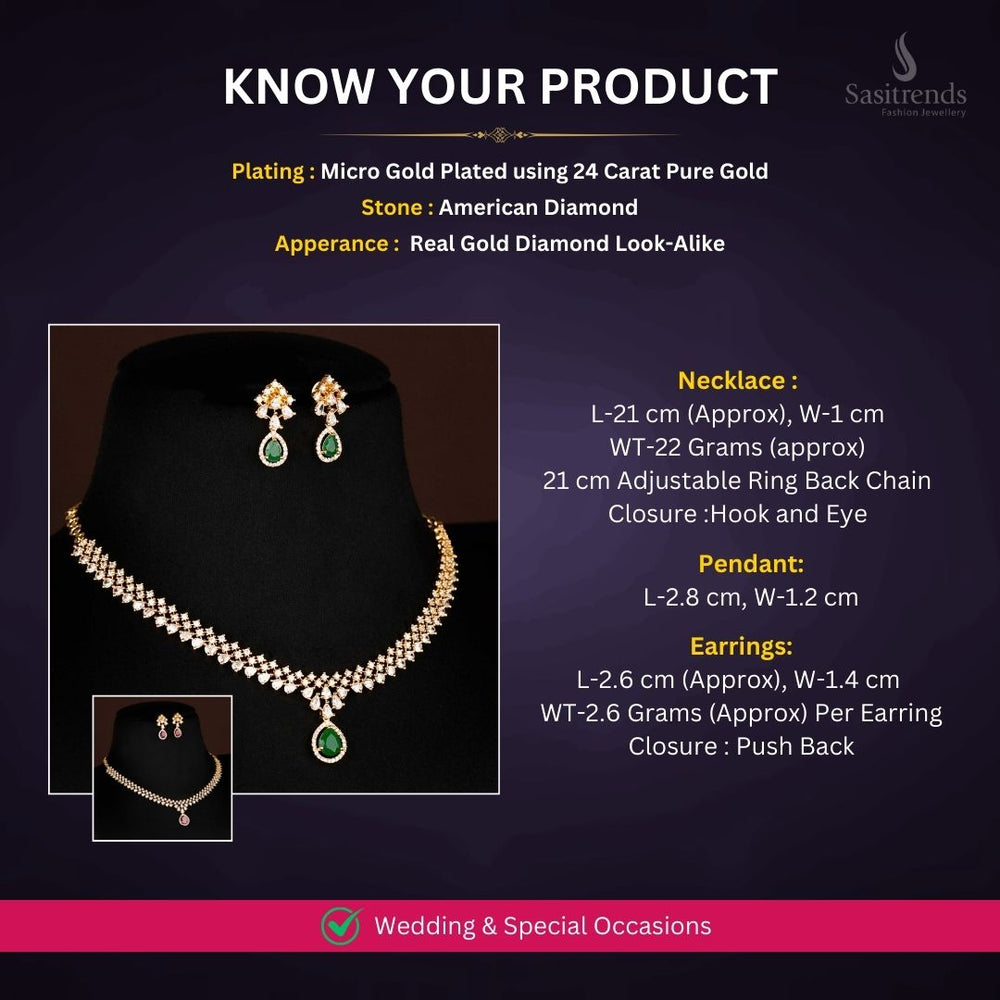 Micro Gold Plated Necklace Jewellery Set Measurement Image - Sasitrends