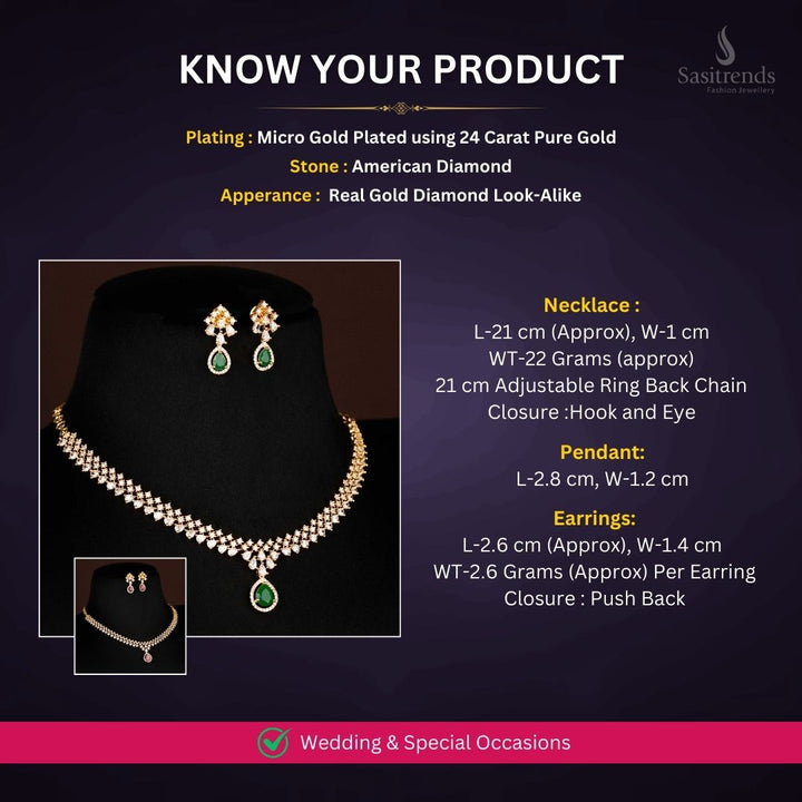 Micro Gold Plated Necklace Jewellery Set Measurement Image - Sasitrends