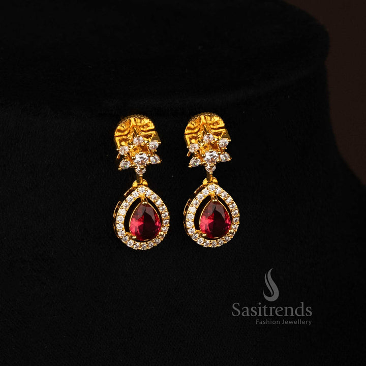 Stone Studded Traditional Necklace and Earrings Set - Sasitrends