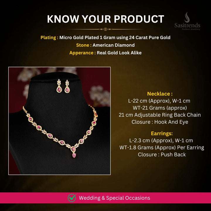 Micro Gold Plated Necklace Set Measurement Image - Sasitrends