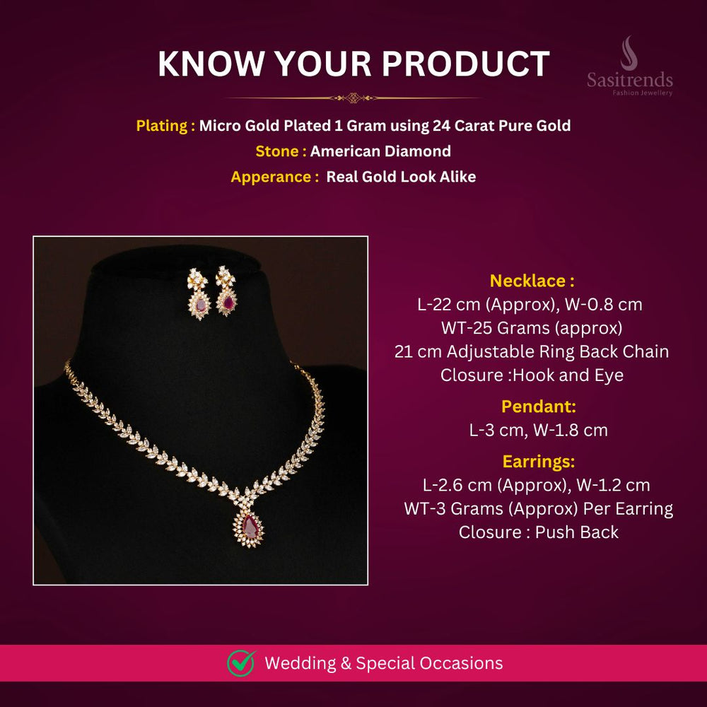 Micro Gold Plated Necklace Jewellery Set Measurement Image - Sasitrends