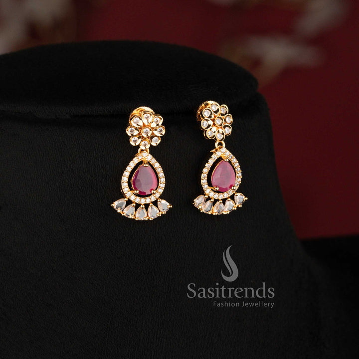 Guaranteed One Gram Micro Gold Plated bridal floral necklace set for weddings and festive occasions - Sasitrends