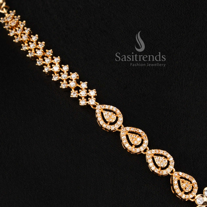Guaranteed One Gram Micro Gold Plated bridal floral necklace set for weddings and festive occasions - Sasitrends
