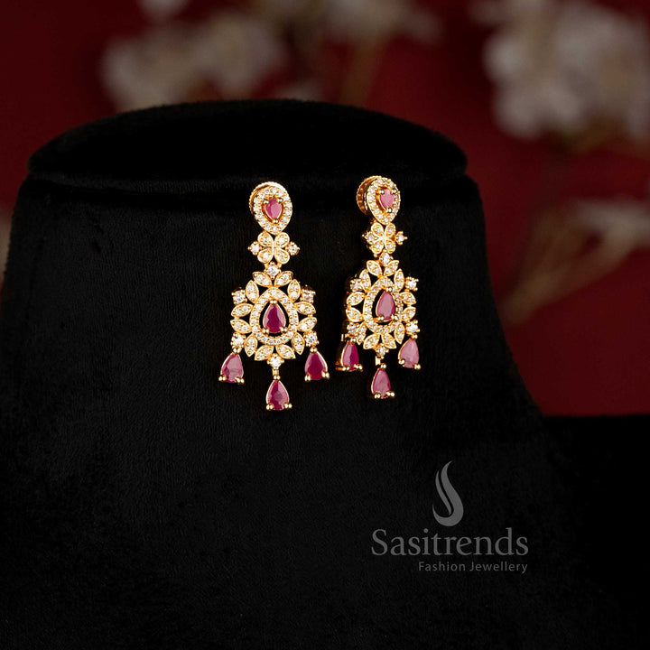 American Diamond layered necklace set for weddings receptions and festive wear Sasitrends