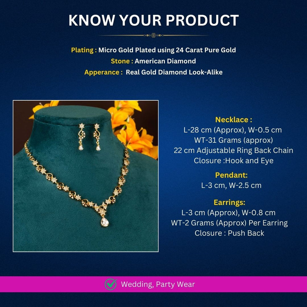 Micro Gold plated Necklace Jewellery Set Measurement Image - Sasitrends