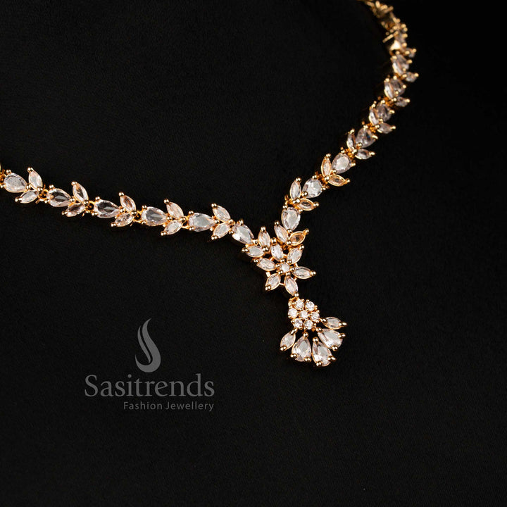 Elegant guaranteed micro gold plated white American diamond waterdrop marquise engagement wear set – Sasitrends