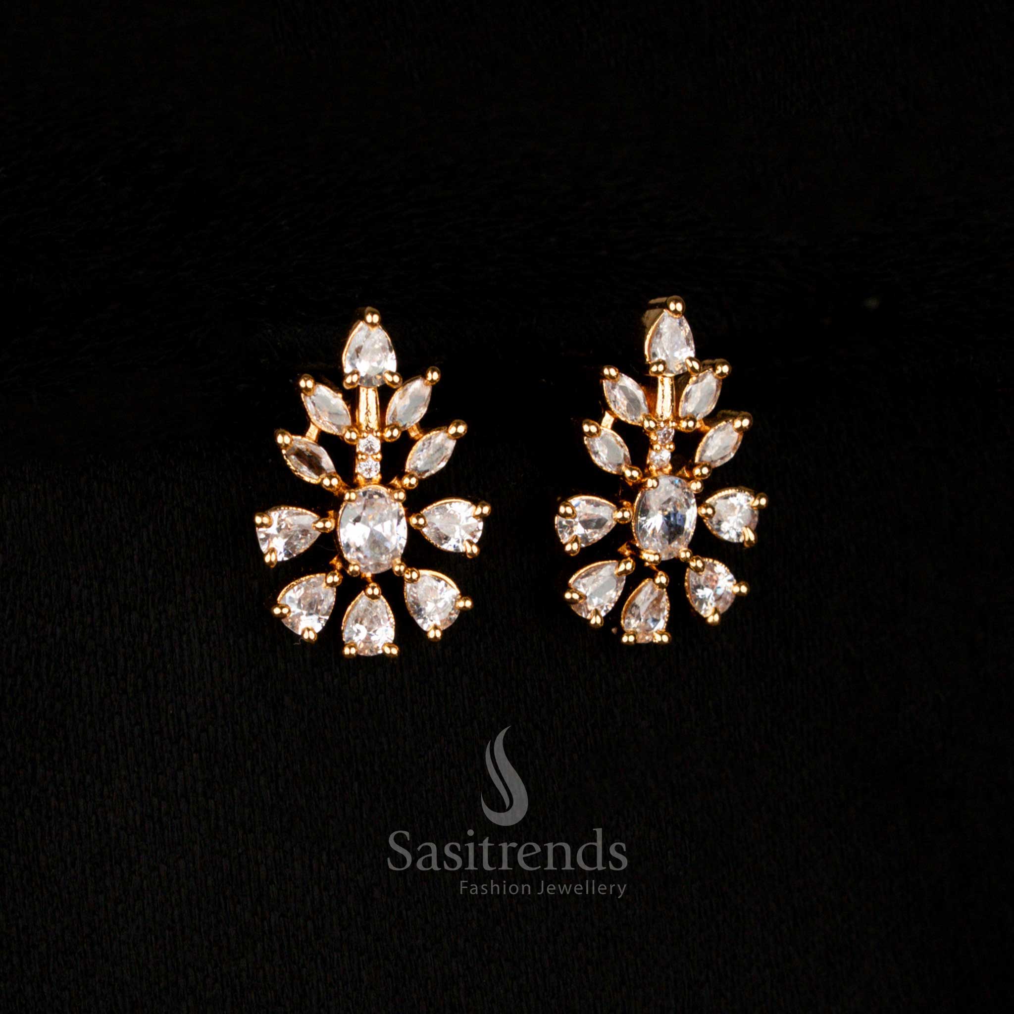 Guaranteed micro gold plated white American diamond floral and star festive wear necklace – Sasitrends