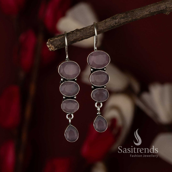 Pink Chic Radiance Oxidised Drop Earrings With Sweet Petal Tones And Shimmering Drop Style – Graceful Women’s Jewellery - Sasitrends