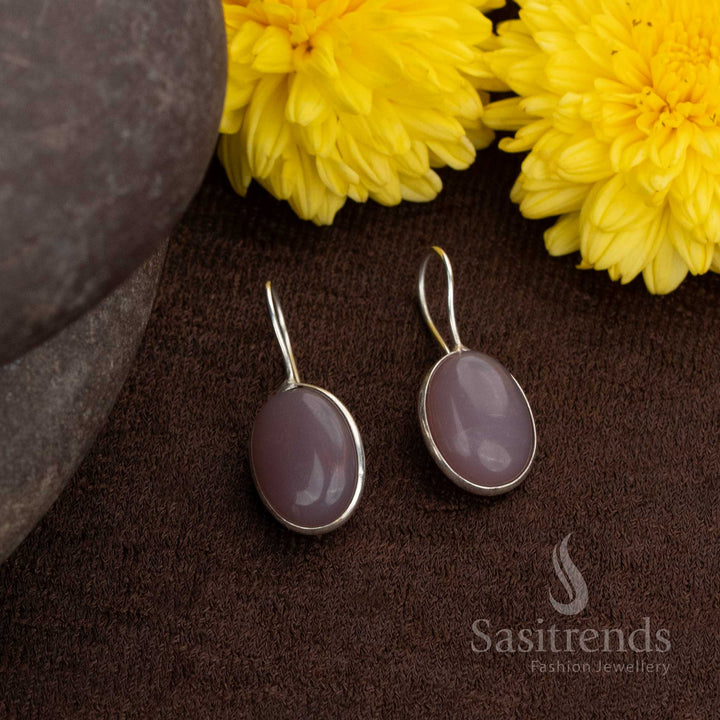 Oxidised round earrings with natural soft pink stones, ideal for daily wear or casual styling with kurtis and tunics – Sasitrends