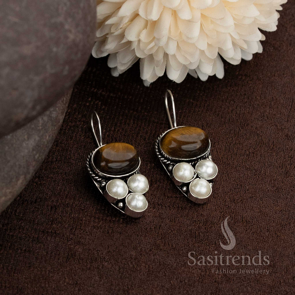 Silver finish oxidised earrings for festive and office wear
