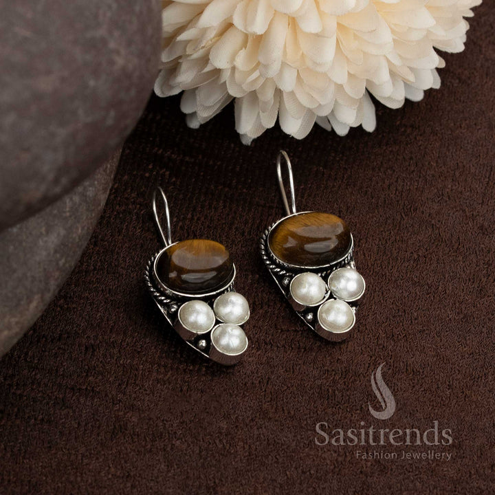 Silver finish oxidised earrings for festive and office wear