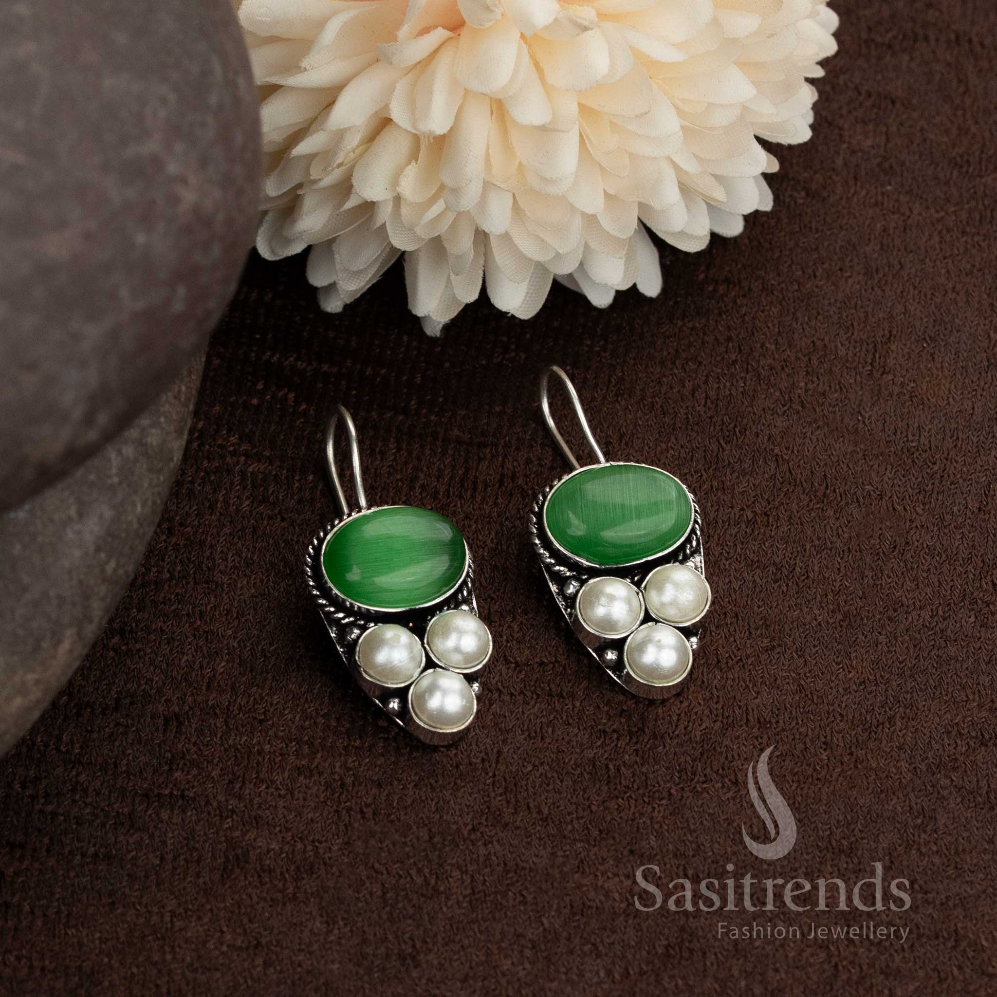 Silver finish oxidised earrings for festive and office wear