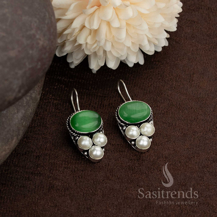 Silver finish oxidised earrings for festive and office wear