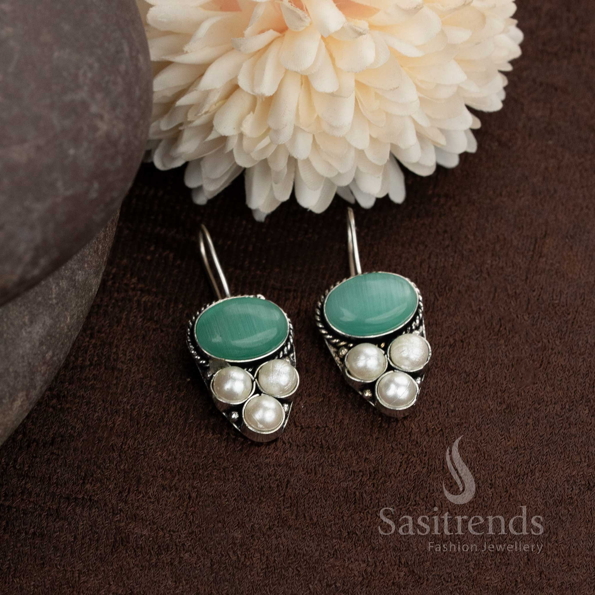 Silver finish oxidised earrings for festive and office wear