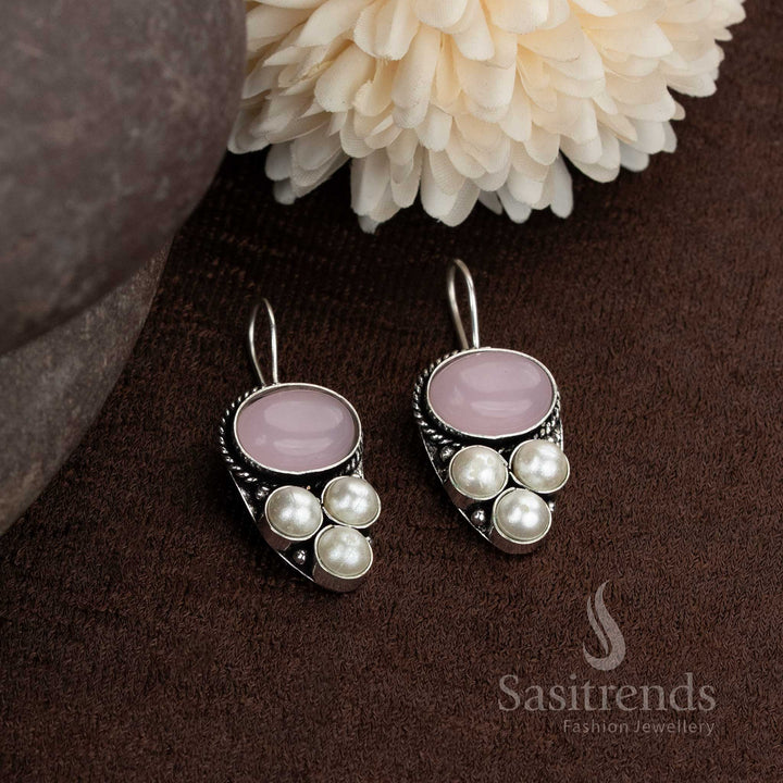 Silver finish oxidised earrings for festive and office wear