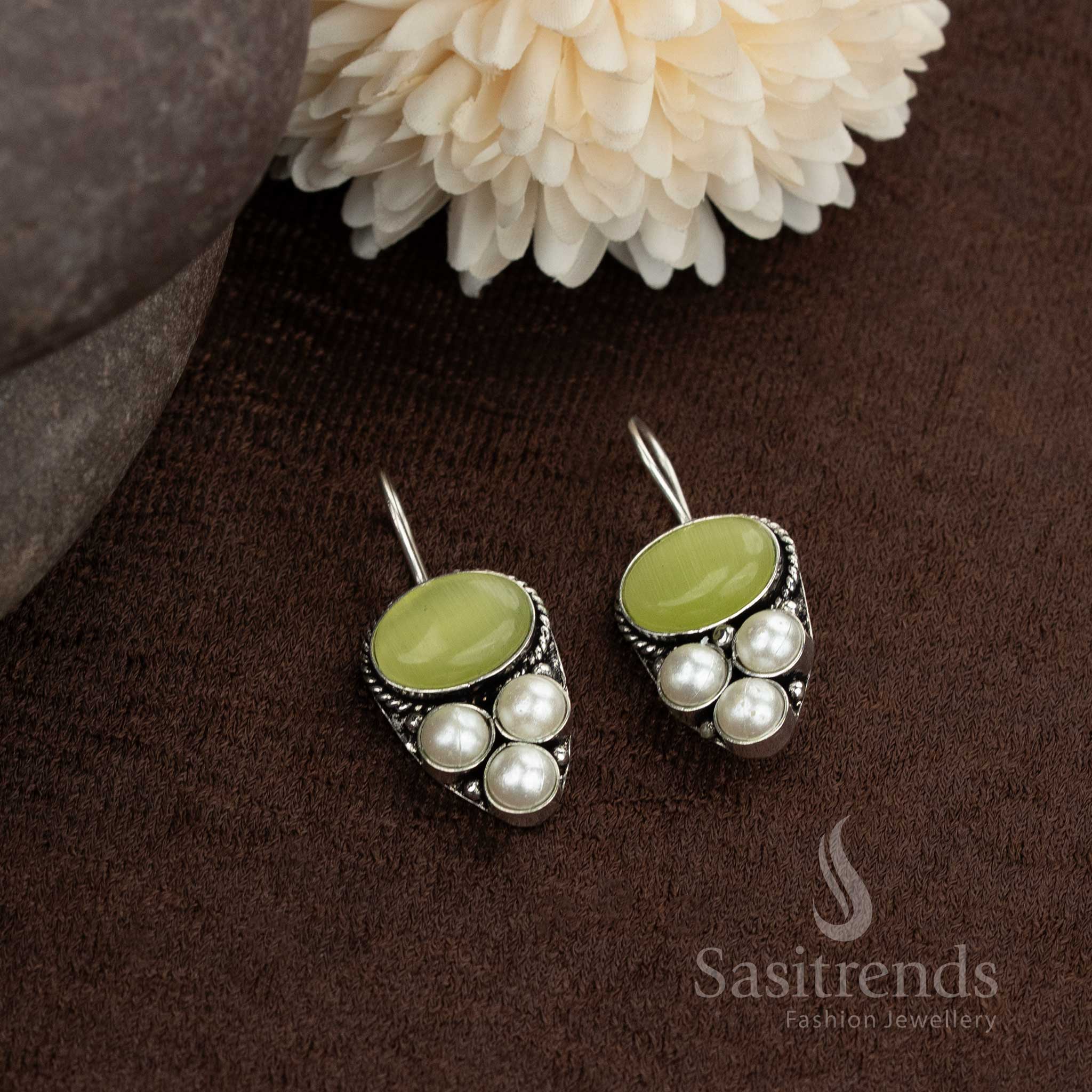 Silver finish oxidised earrings for festive and office wear - Sasitrends