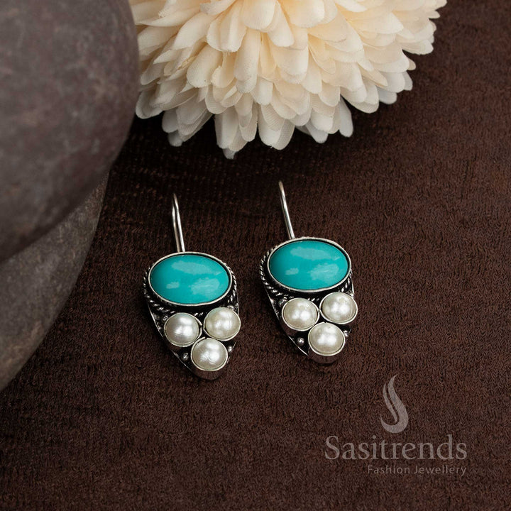 Silver finish oxidised earrings for festive and office wear - Sasitrends