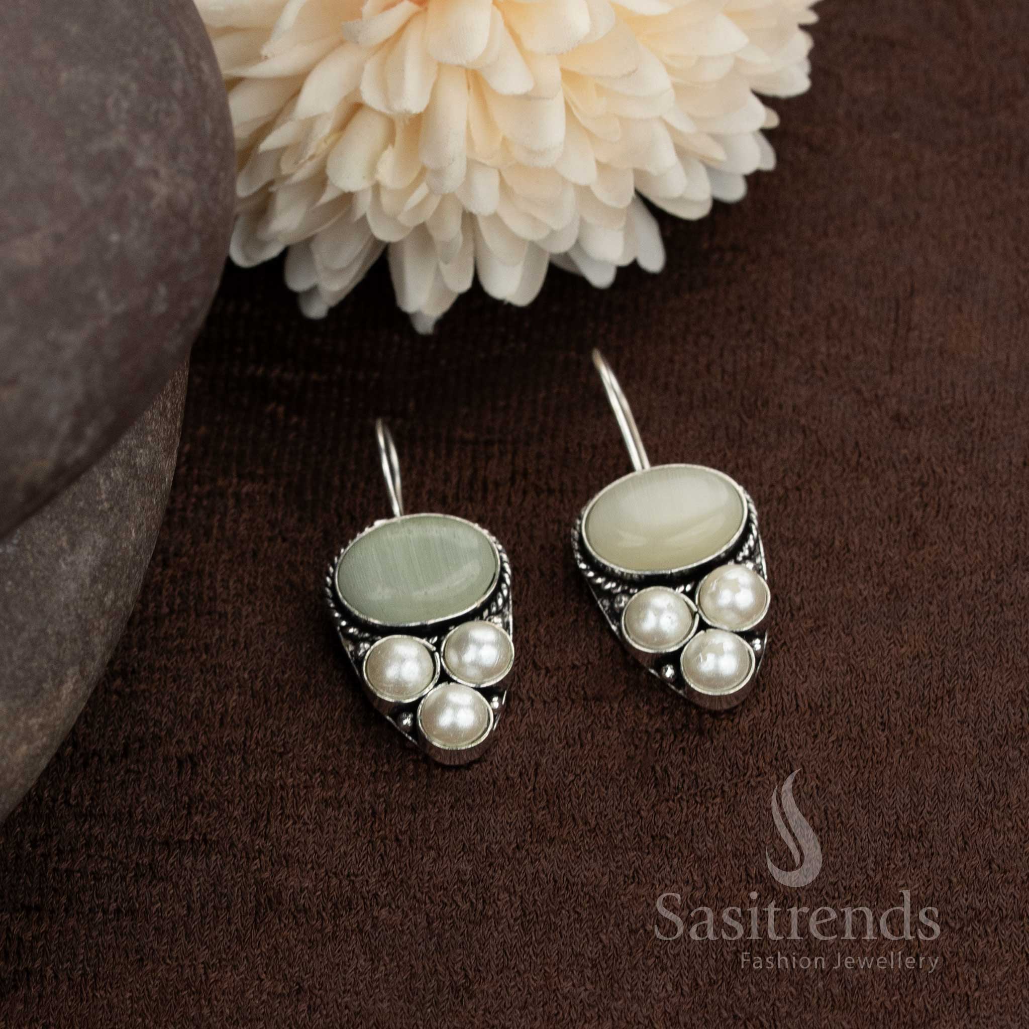 Silver finish oxidised earrings for festive and office wear - Sasitrends