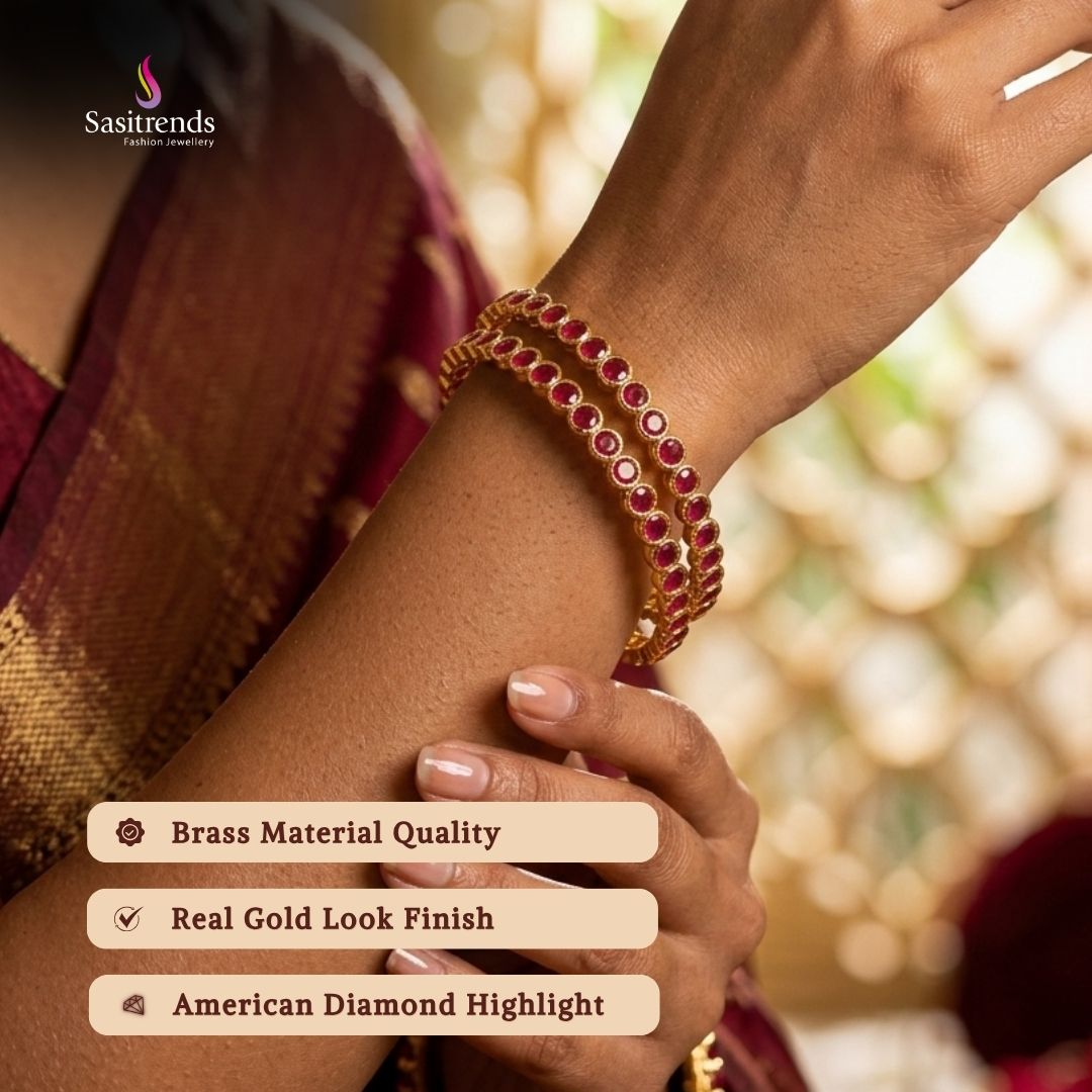 Guaranteed Micro gold plated AD stone bangles - Sasitrends