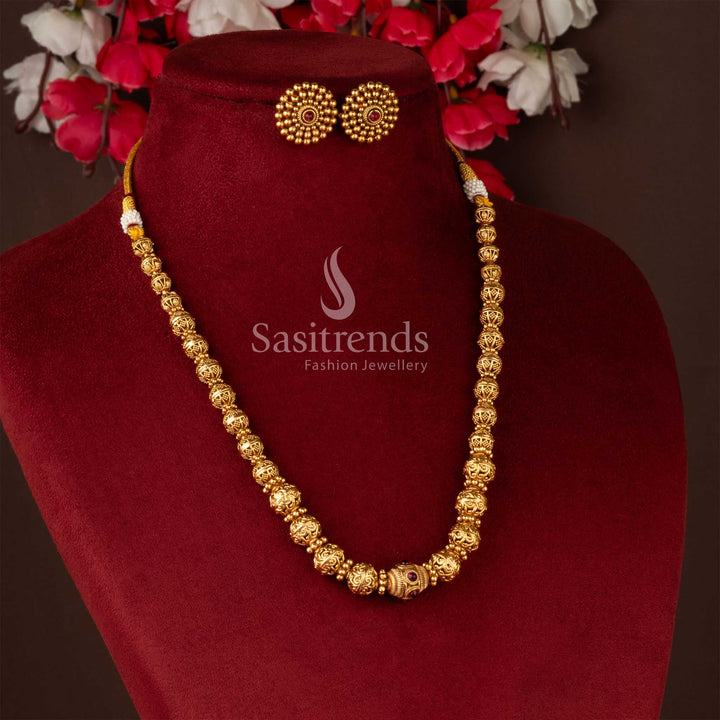 Antique Gold Plated Brass Designer Jewellery Set - Traditional Elegance