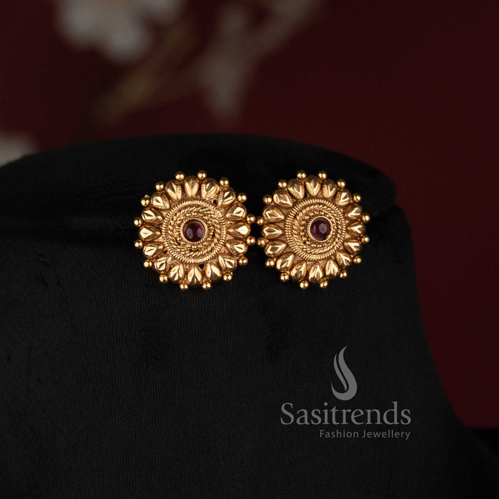 Antique Gold Plated Pearl Accent Golden Bead Mala Necklace Set for Festive Wear - Sasitrends