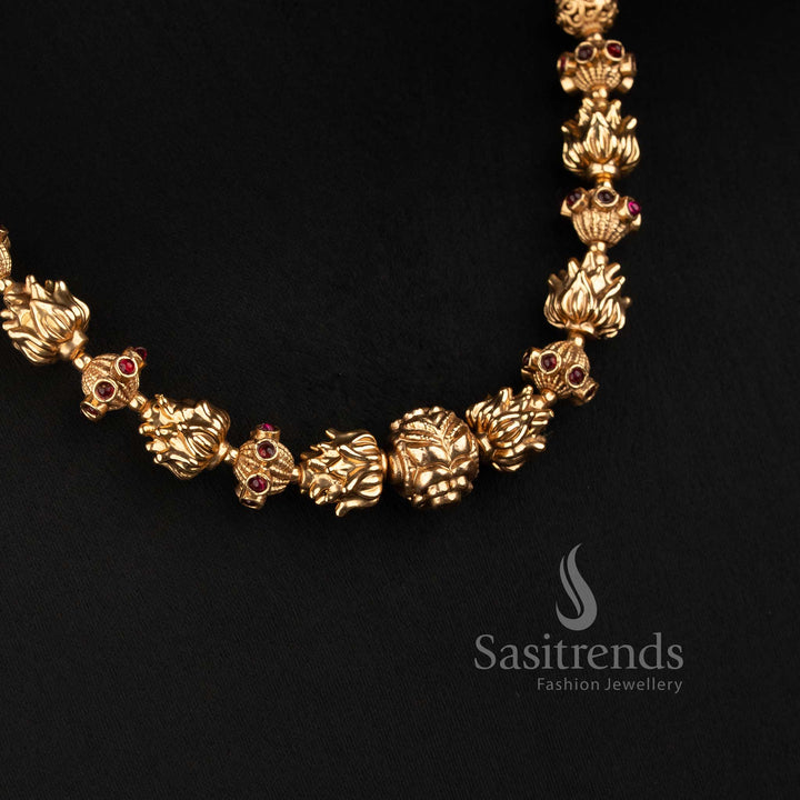 Antique Gold Filigree Sphere and Pearl Mala Necklace Set for Women - Sasitrends