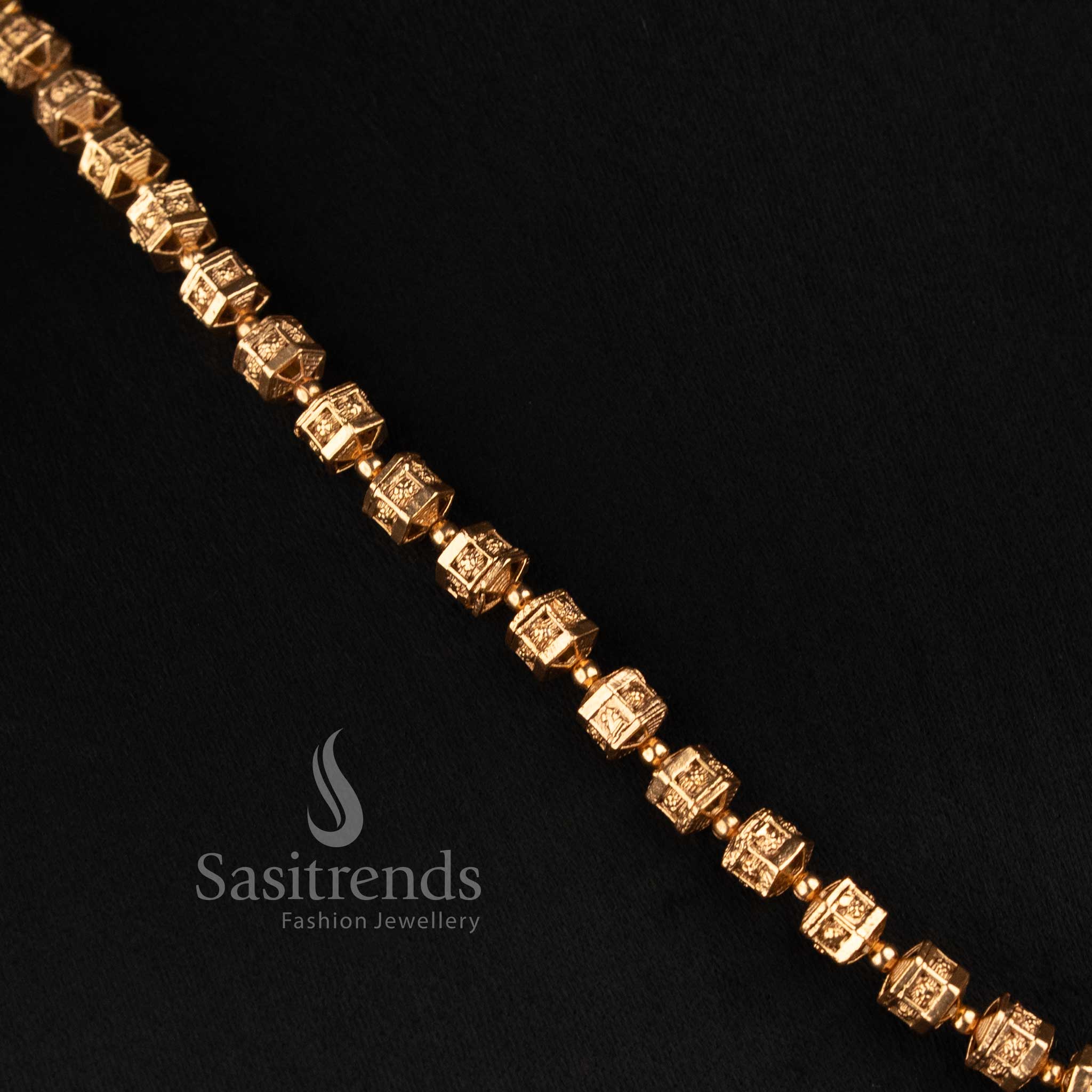 Antique Gold Filigree Sphere Mala Necklace Set for Women - Sasitrends