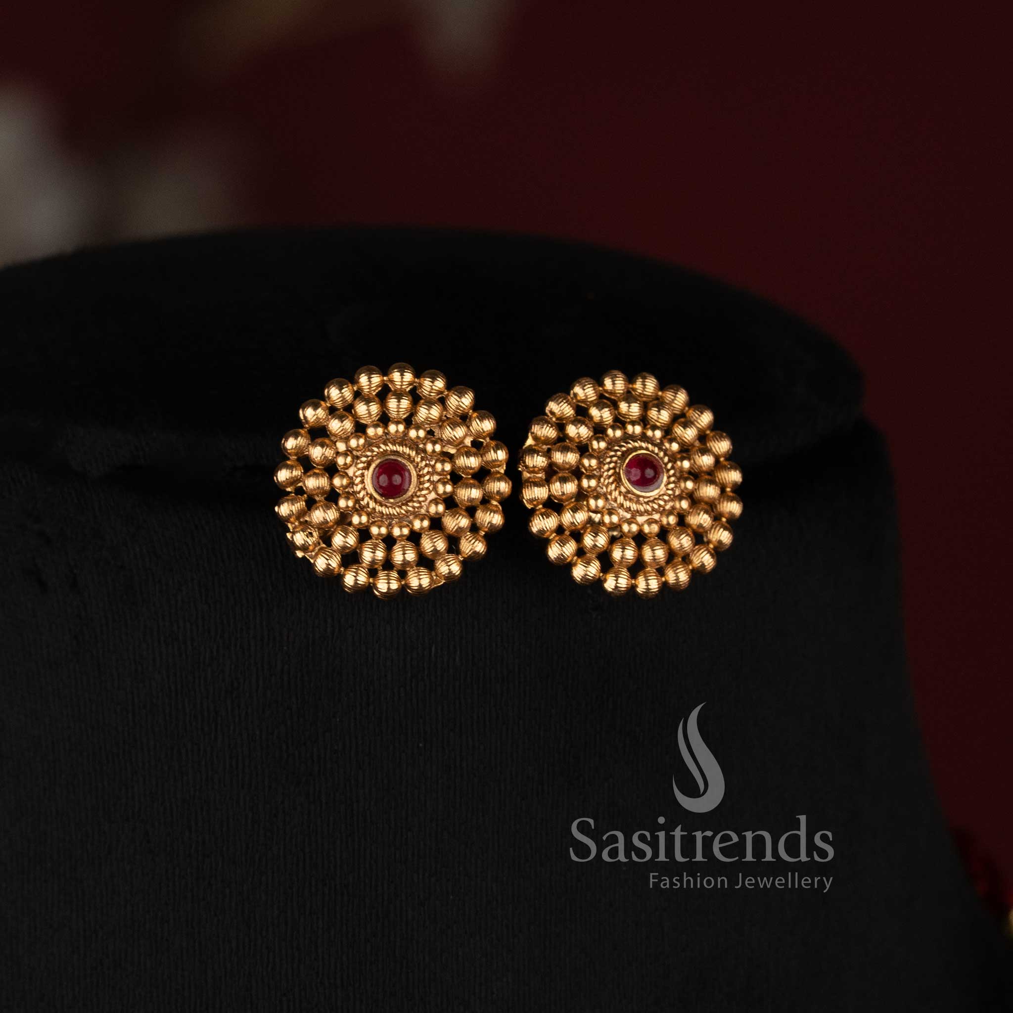 Traditional Antique Gold Square Bead Long Necklace Jewellery Set for Women - Sasitrends