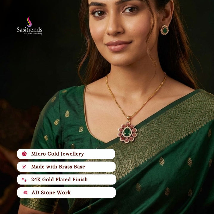 Guaranteed Micro gold plated AD stone pendant model image - Sasitrends