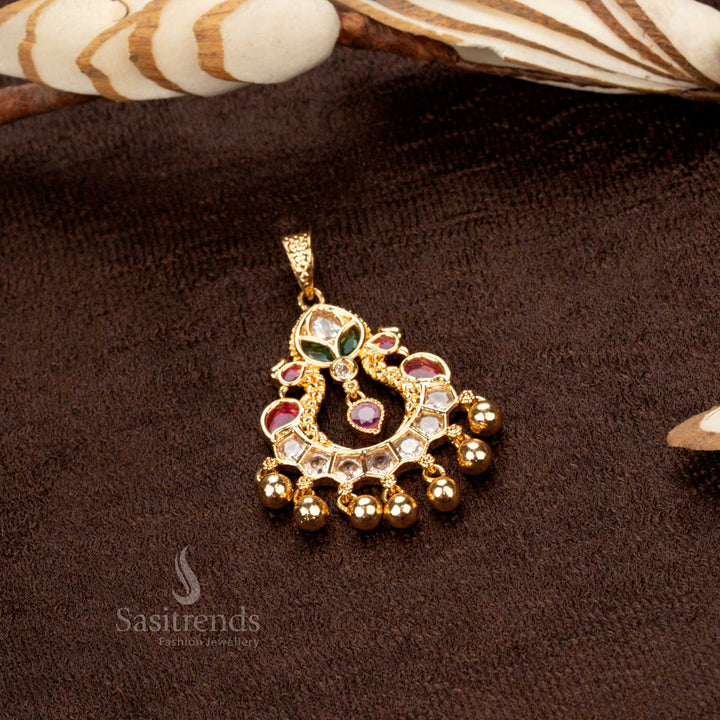 Colorful micro gold plated golden ball pendant with sparkling multi-stone AD embellishments, a statement piece for any look - Sasitrends