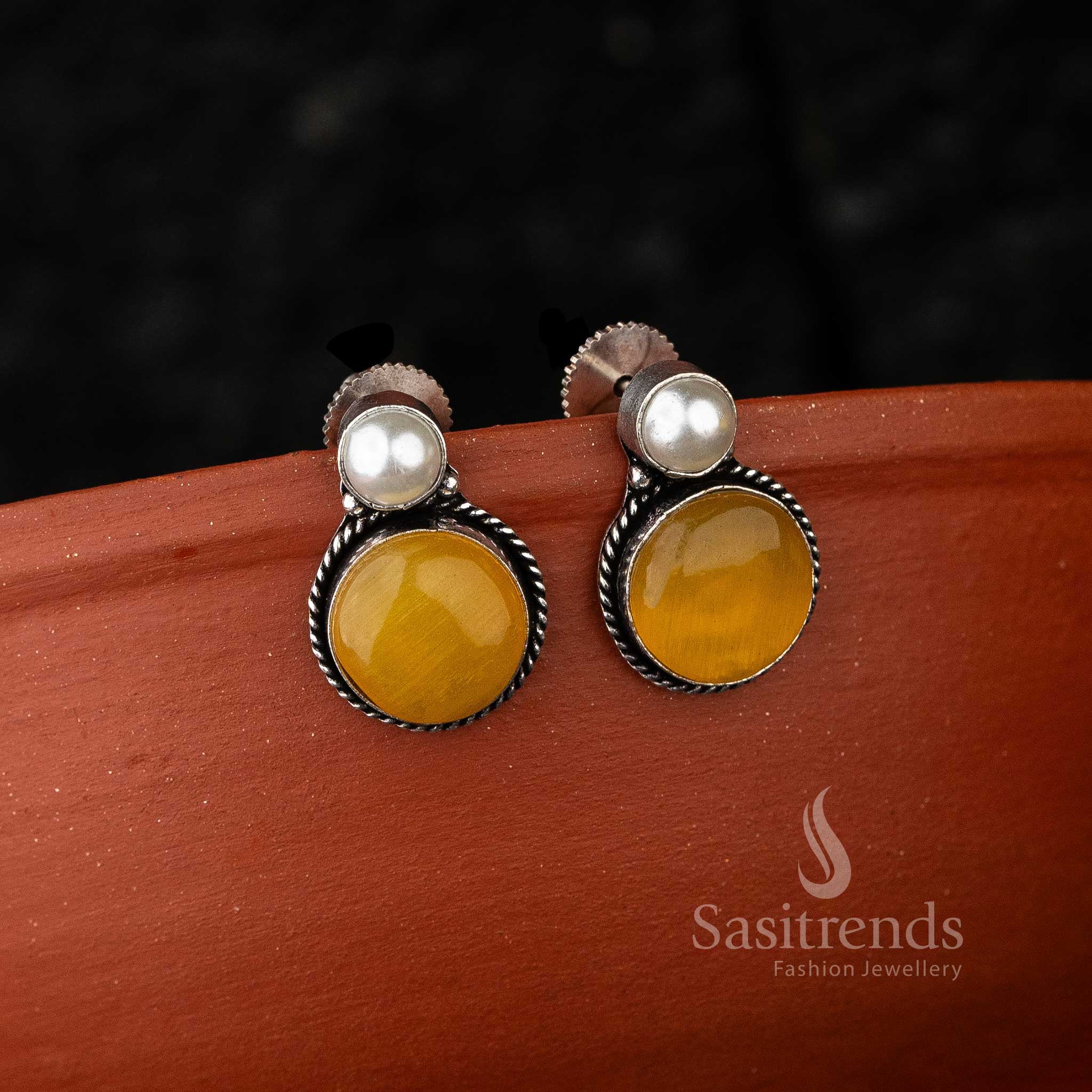Vibrant Yellow Oxidised Jewellery Earrings