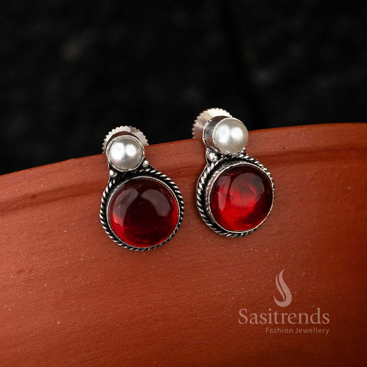 Vinous Oxidised Jewellery Earrings for Navarathiri Festival