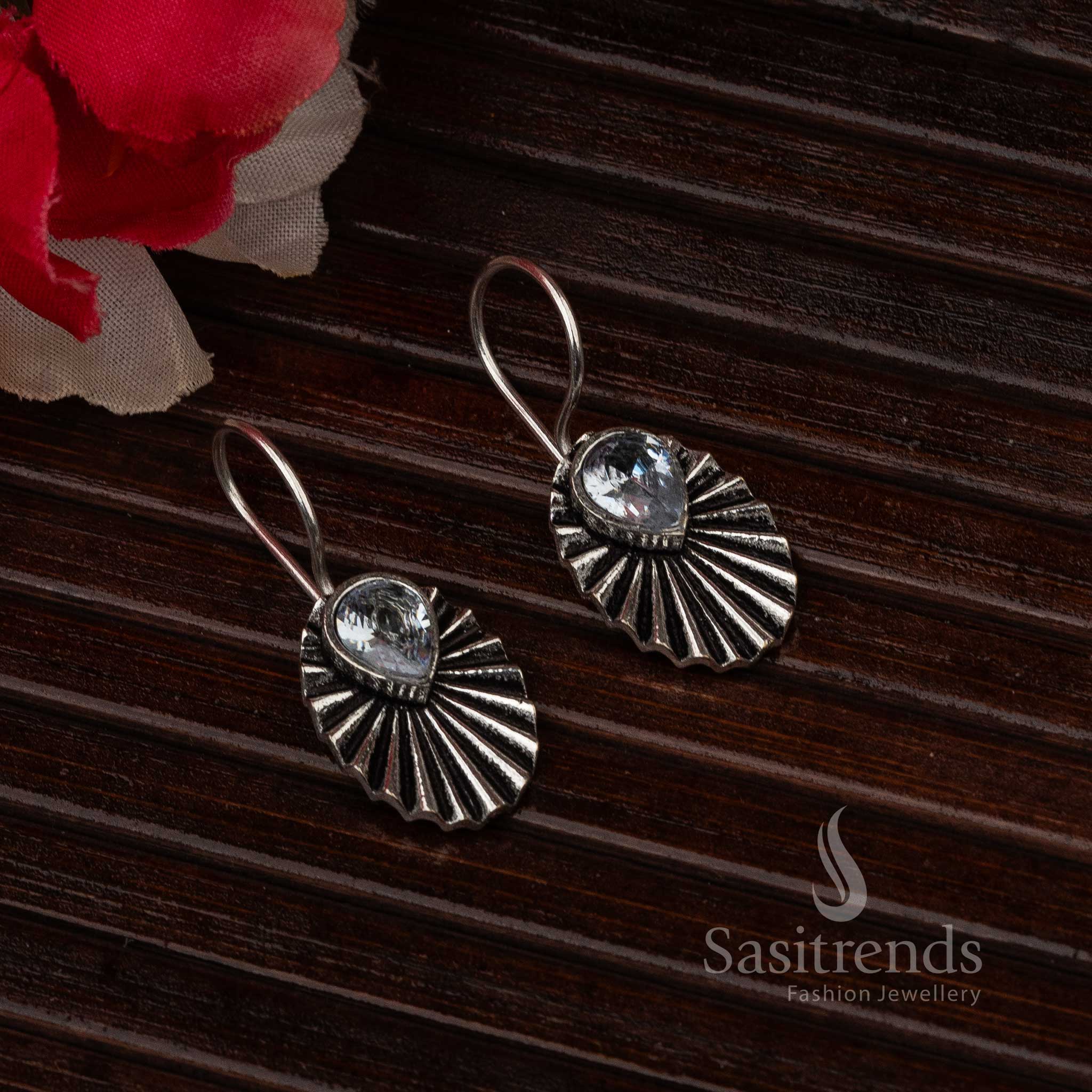 Gemstone 2380J Oval Teardrop Oxidised Jewellery for Navarathiri