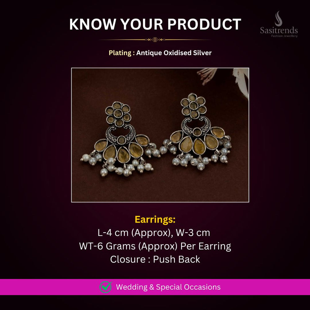 Antique Oxidised Silver Earrings Measurement Image - Sasitrends