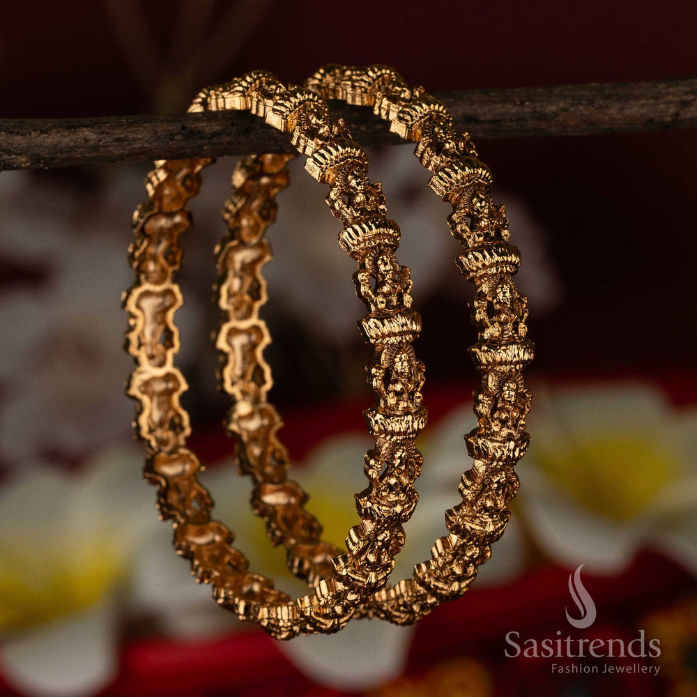 Temple Matt Gold Plated Lakshmi Designer Bangles Bridal Collections Sasitrends Online Shopping