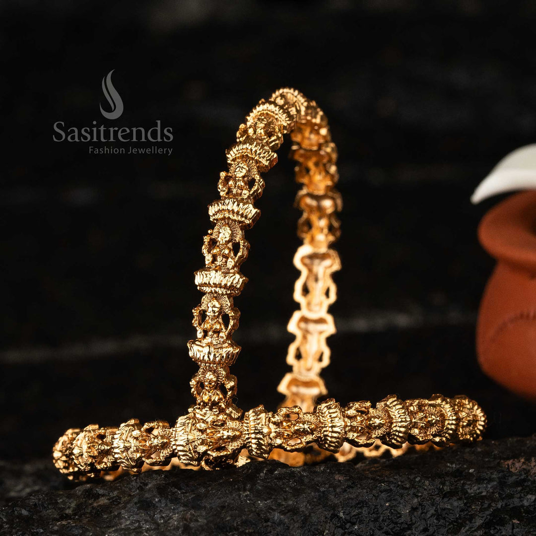 Temple Matt Gold Plated Lakshmi Designer Bangles Bridal Collections Sasitrends Online Shopping