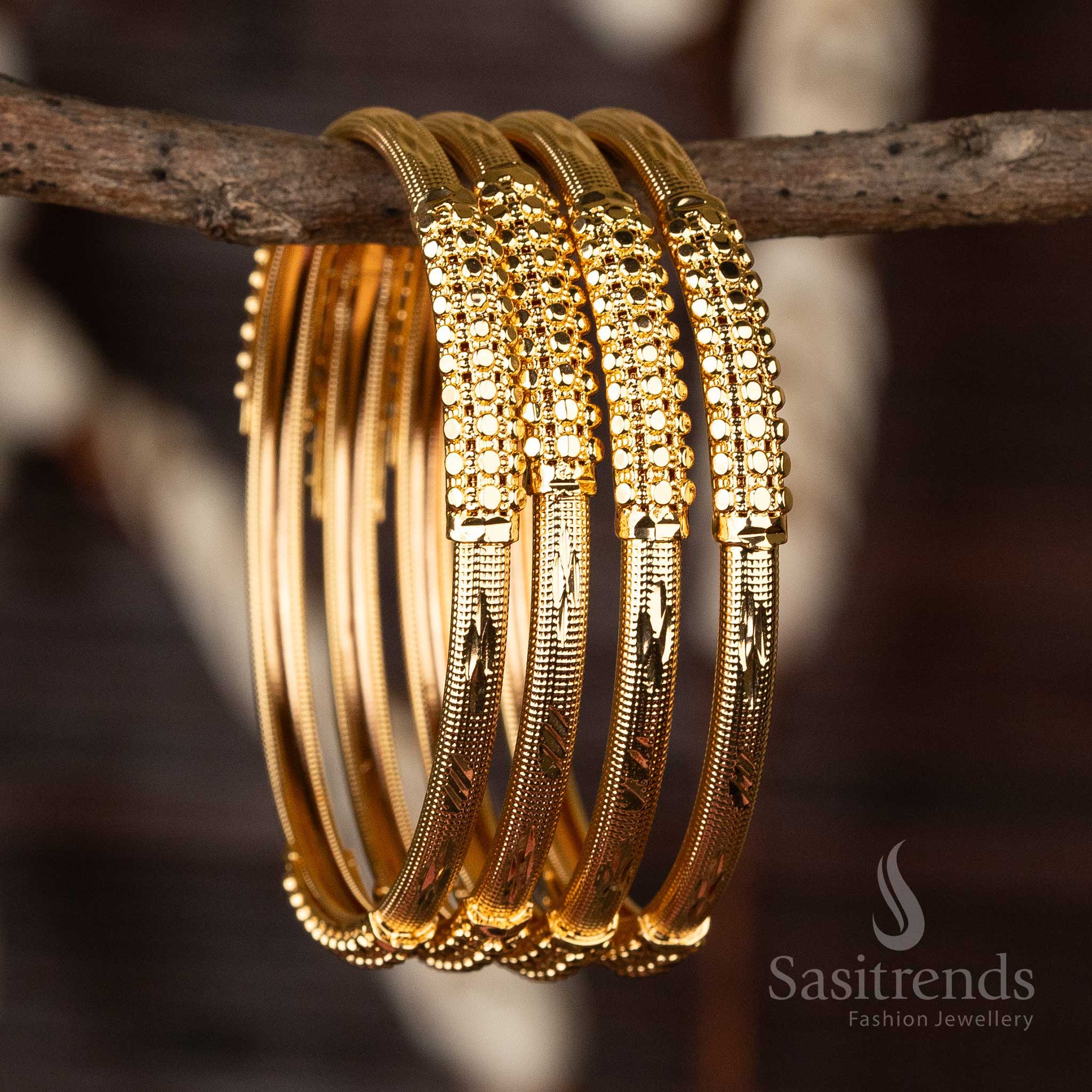 Traditional One Gram Micro Gold Plated Bangles Set Sasitrends Online Shopping