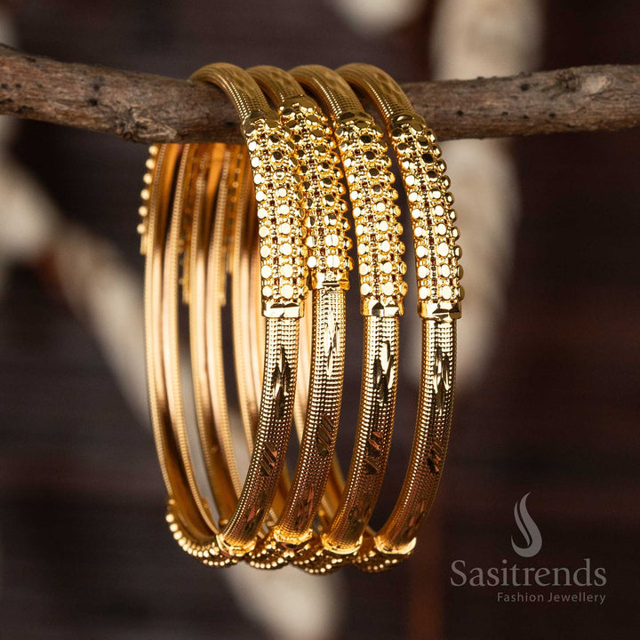 Sasitrends - Traditional One Gram Micro Gold-Plated Bangles Set for Women
