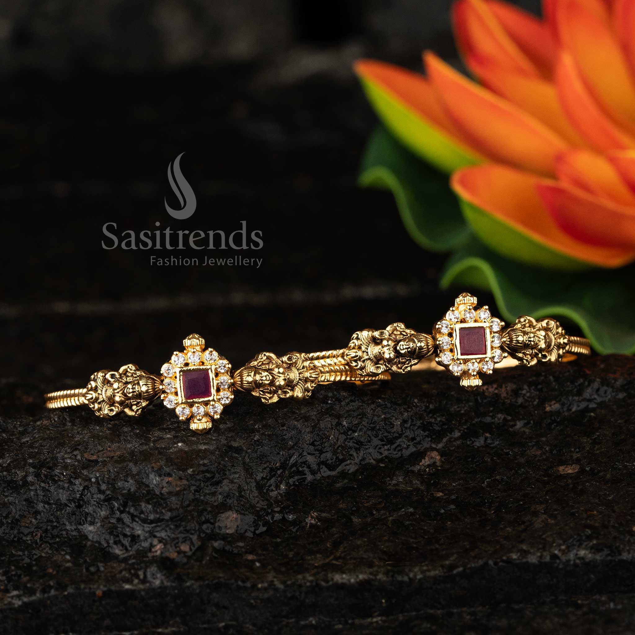 Matte Gold Plated Goddess Lakshmi Bangles Wedding Bridal Collections Sasitrends Online Shopping