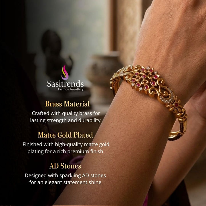 Traditional temple wear matte gold plated bangles - Sasitrends