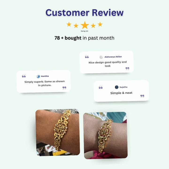 Premium temple matte gold plated bangles review image - Sasitrends
