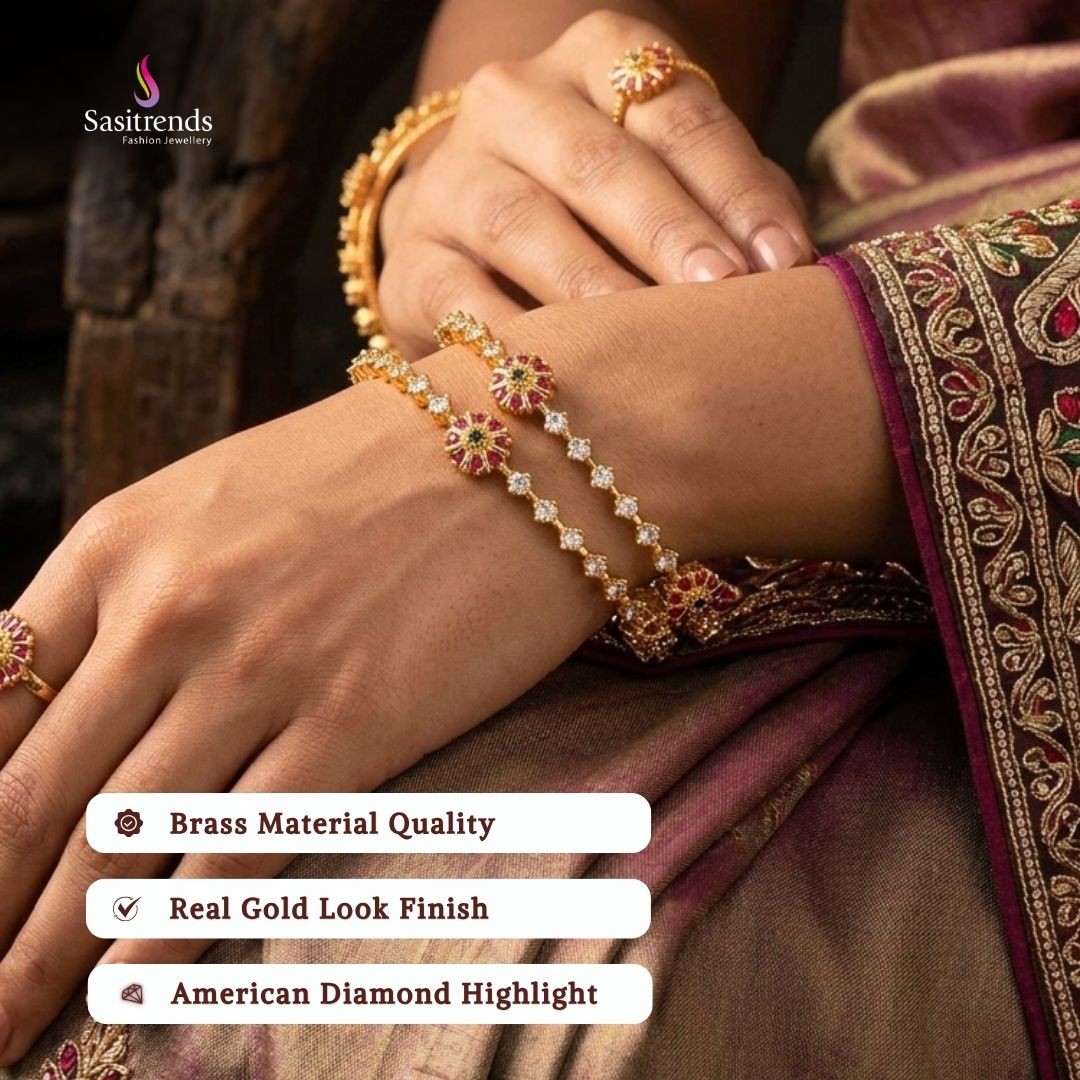 Guaranteed Micro gold plated AD stone bangles model image - Sasitrends 