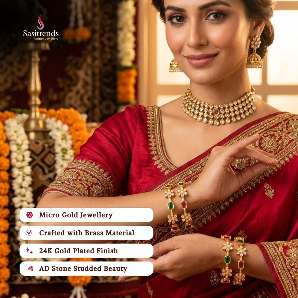 Guaranteed Micro gold plated AD stone bangles model image - Sasitrends