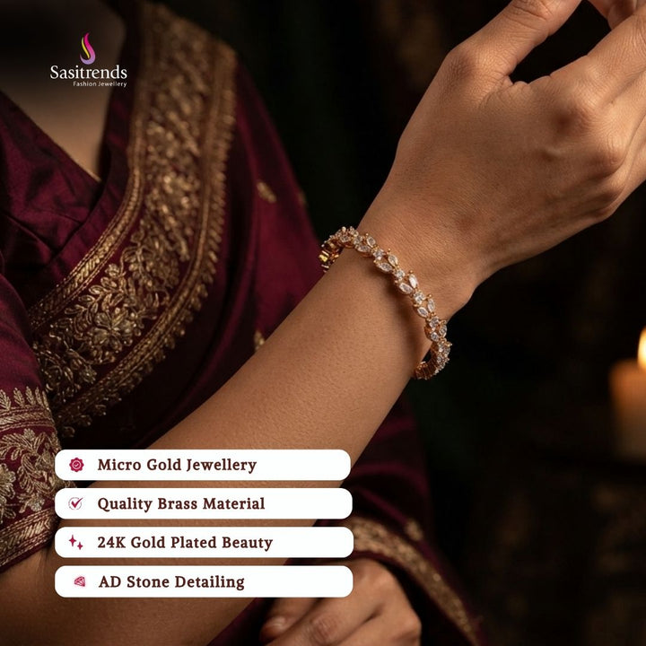 Guaranteed Micro gold plated AD stone bangles model image - Sasitrends
