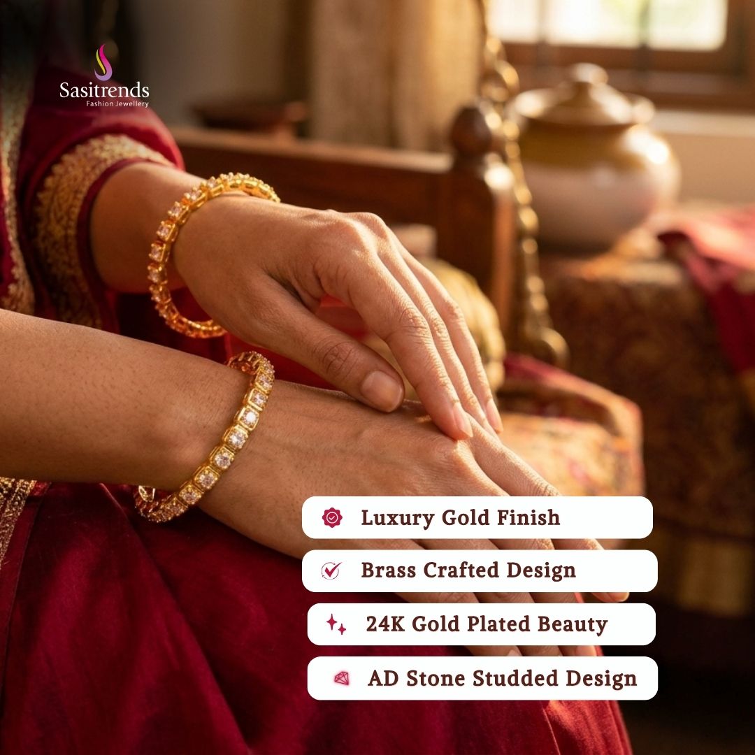 Micro gold plated bangles model image - Sasitrends